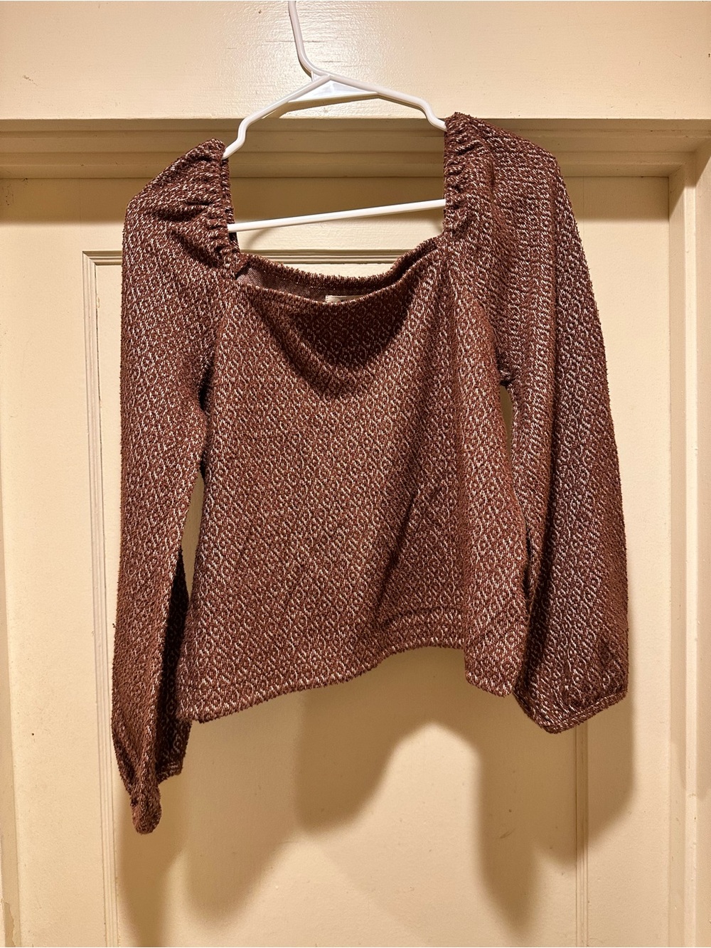Madewell Jacquard puff sleeve crop top (no size tag) guessing Medium see photos